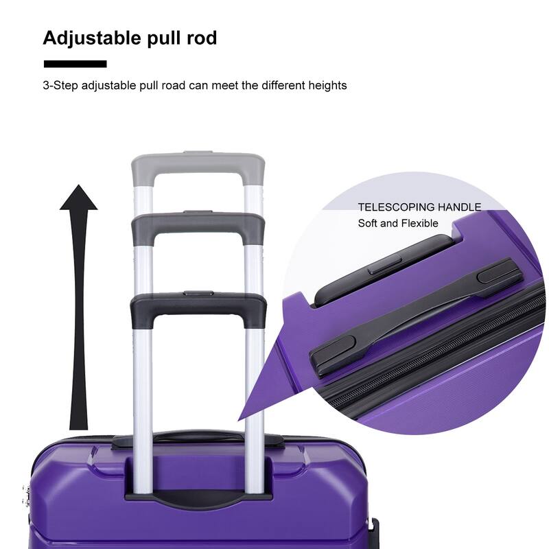 Hardshell Suitcase Spinner Wheels PP Luggage Sets Lightweight Durable Suitcase with TSA Lock,3-Piece Set (20/24/28)