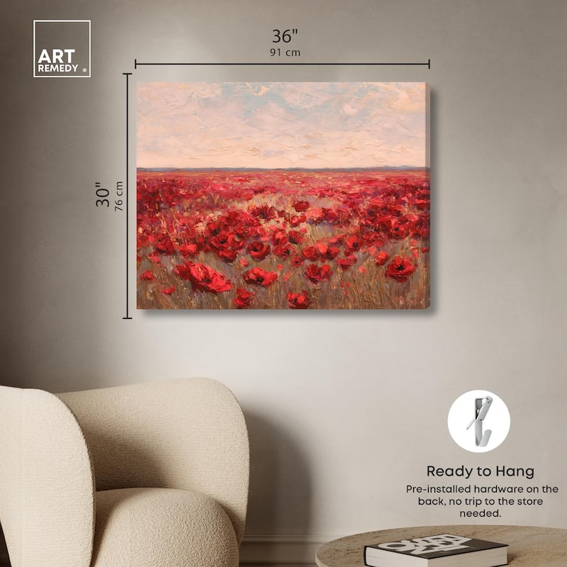 Sea of Red Poppies I Canvas by Art Remedy, Gallery Wrapped