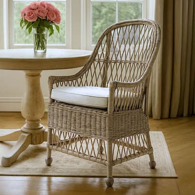 Bayside Curvilinear Rattan Cushioned Dining Chair by East at Main - 22x23"x39"