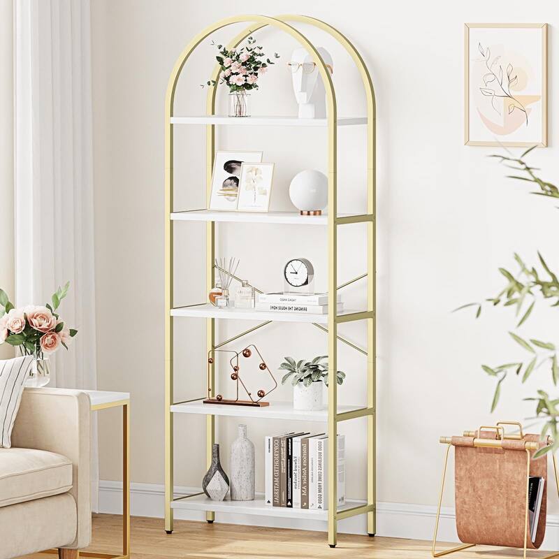 Bookshelf Tall Bookcase Arched Standing Bookshelves