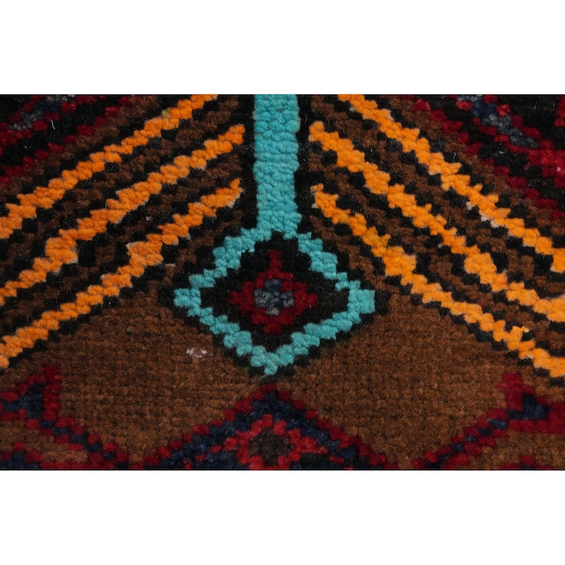 Hand Knotted Oriental 100% Wool Carpet Traditional Tribal Red Ardebil Runner Rug - 14' 3'' X 2' 11''