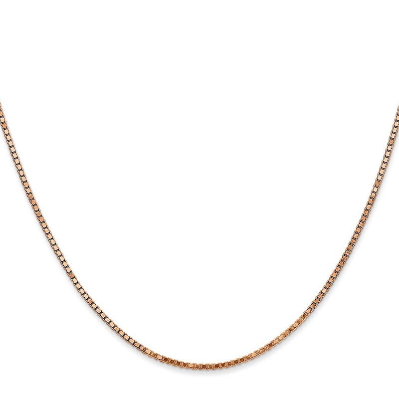 Curata 14k Rose Gold 8" 1.3mm Box Chain Bracelet
