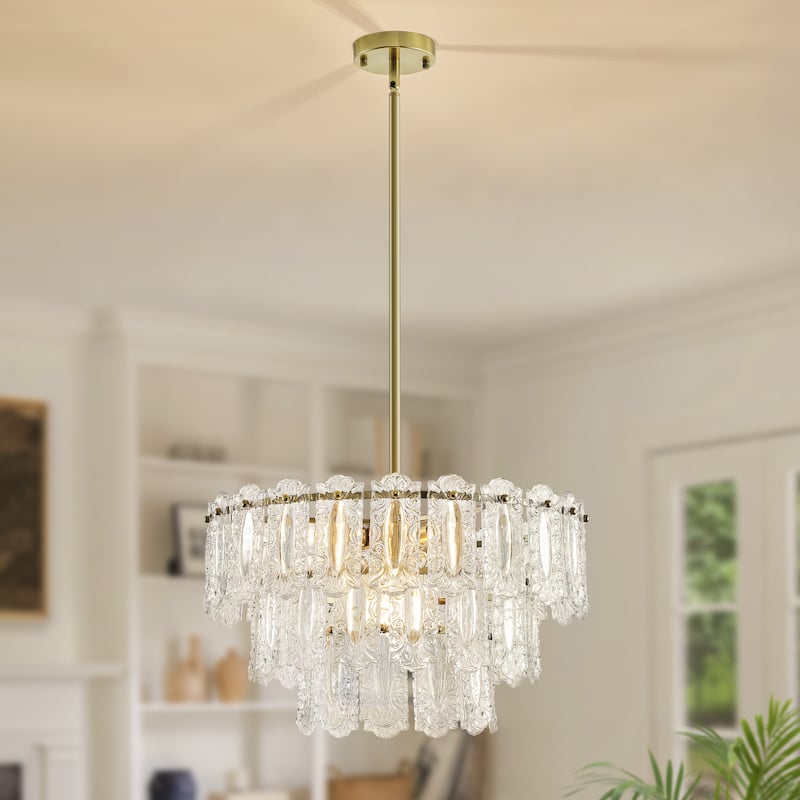 Starsky 6-Light Modern Tiered Unique Chandelier with Textured Glass - Gold
