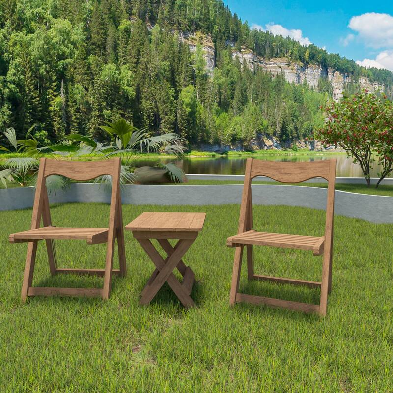 Outdoor Foldable Table Chairs Set (2 Chairs & Table), Set of 3