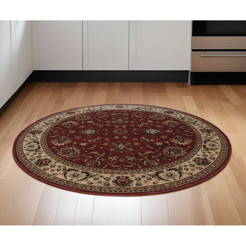 HomeRoots Oriental Traditional Square Area Rug - 70.87 in. x 70.87 in. x 0.43 in. - Round