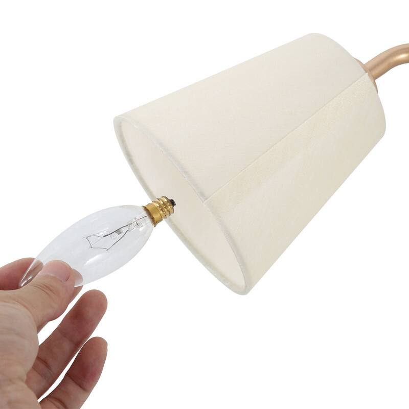 Fabrey Mid-century Modern Gold Bathroom Vanity Lights with Fabric Shade Wall Sconces - Gold/ Off white