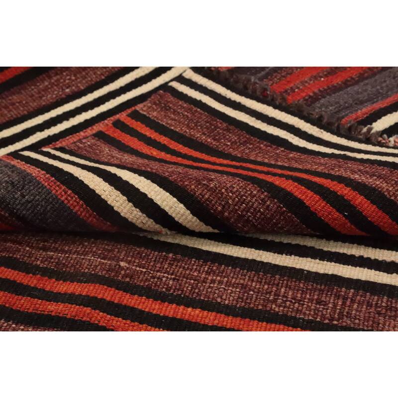 Hand Woven Oriental 100% Wool Carpet Southwestern Geometric Multi-Colored Kilim Area Rug - 8' 10'' X 4' 6''