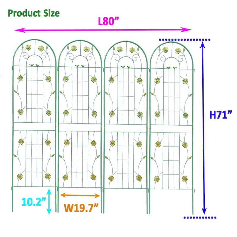 4 Pcs Rustproof Metal Garden Trellis for Climbing Plants