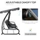 preview thumbnail 5 of 24, Outsunny 3 Seat Outdoor Free Standing Covered Swing Bench with Comfortable Cushioned Fabric & Included Canopy