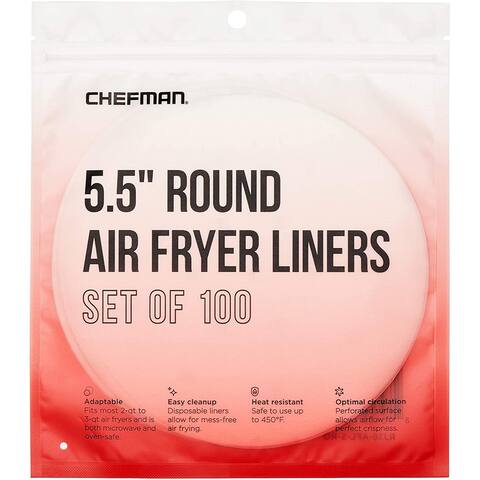 Chefman Disposable, Heat-Resistant Air Fryer Liners, 100 Pack, 5.5" Round