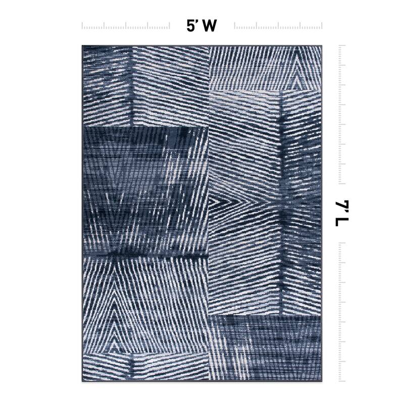 Geometric Stripe Distressed Non Slip Area Rug