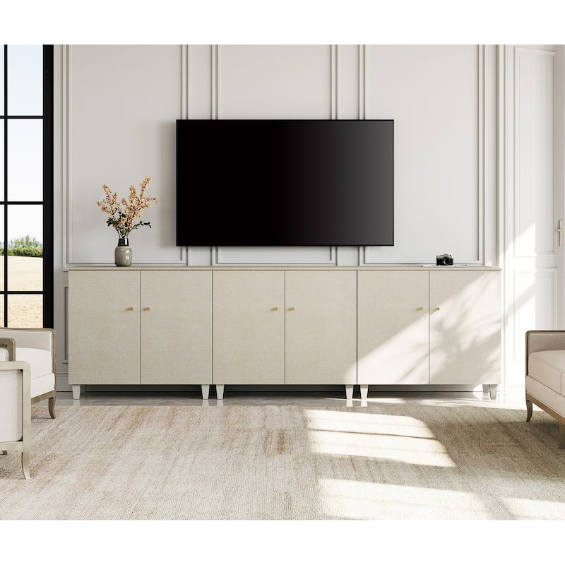 WAMPAT Wide TV Stand Cabinet, Entertainment Center with Doors, 32.4"H