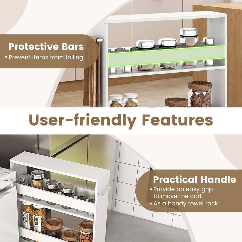 Costway 4-Tier Slim Storage Cart with Open Shelves Rolling Kitchen - See Details