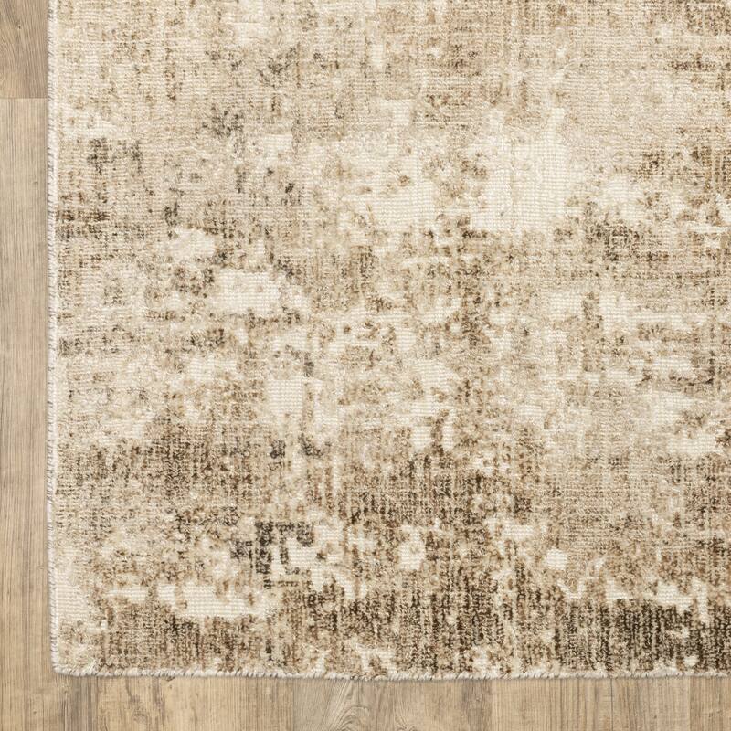Somerset Textured Abstract Brown/ Beige Hand-made Wood Blend Area Rug