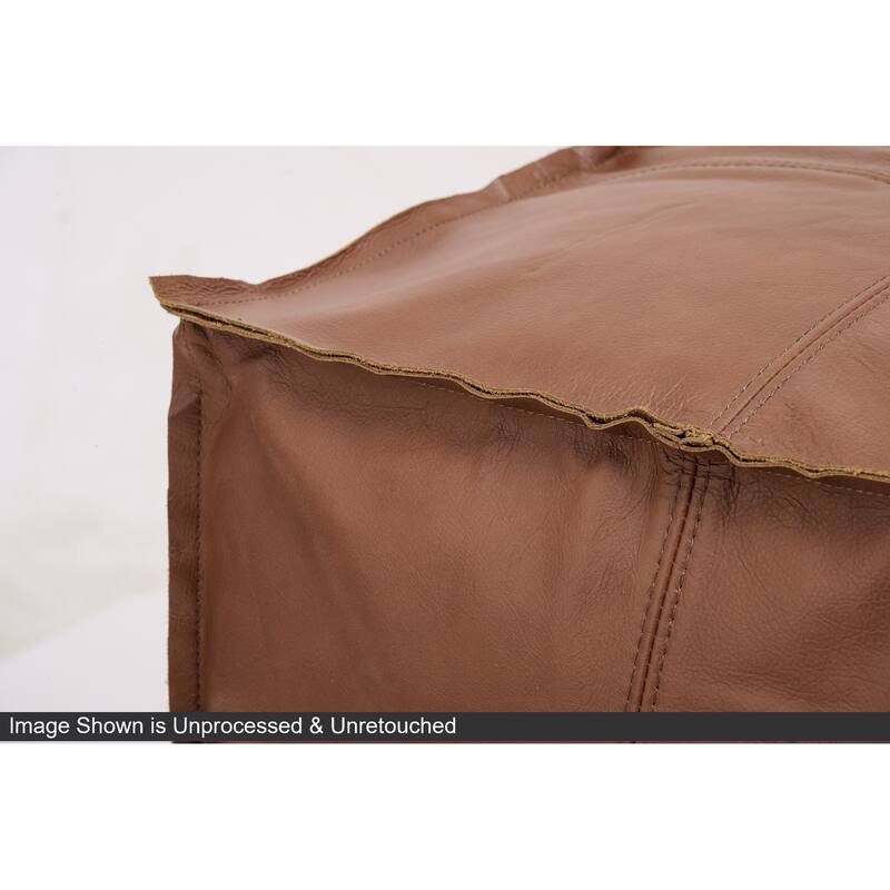 CO-Z 18'' Modern Boho Genuine Leather Pouf Ottoman