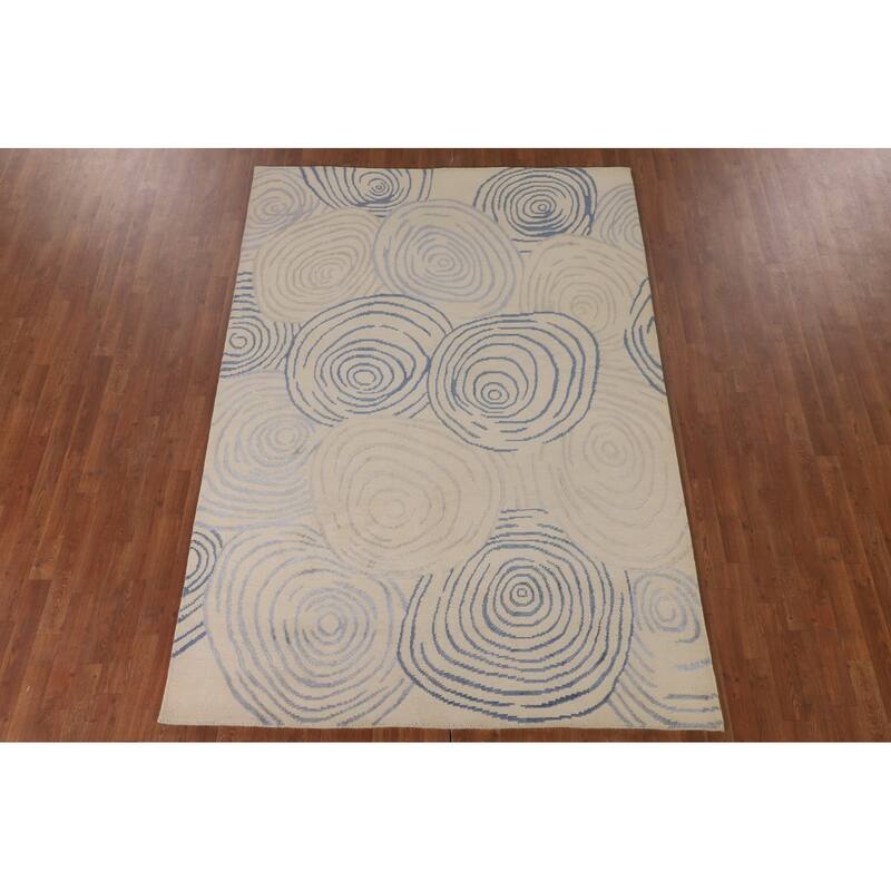 All-Over Gabbeh Oriental Area Rug Hand-Knotted Wool Carpet - 6'0" x 8'9"