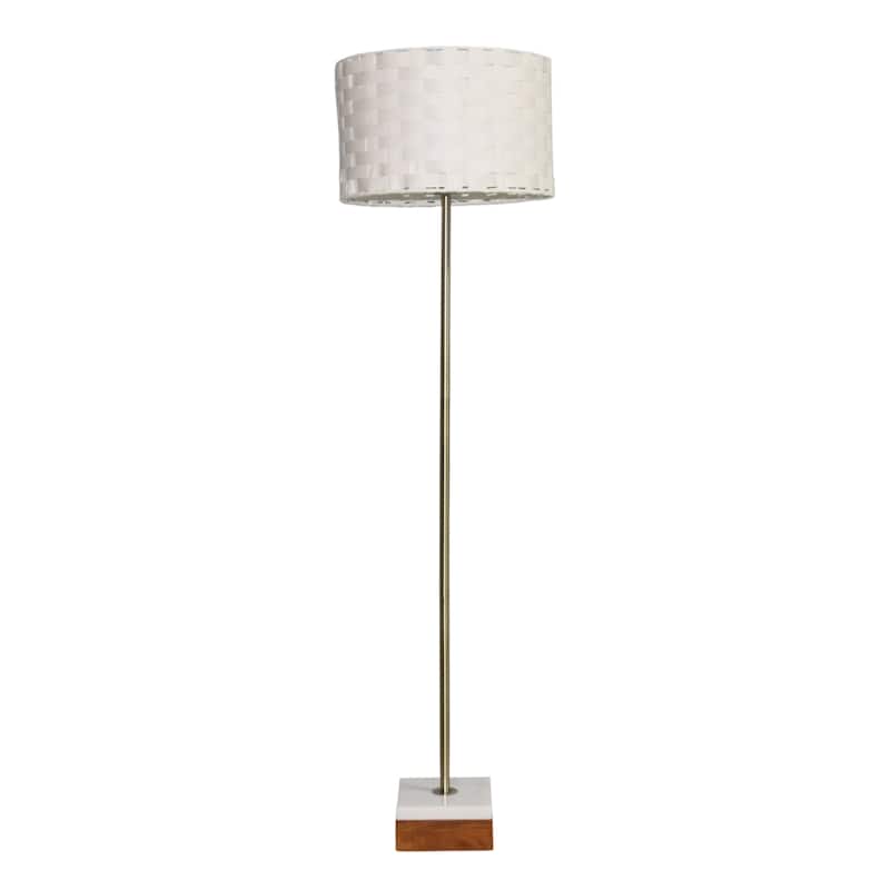 Minimalist Floor Lamp, Slim Standing Light with Neutral Shade for Contemporary Living Room & Bedroom Ambience Viora Marble Base