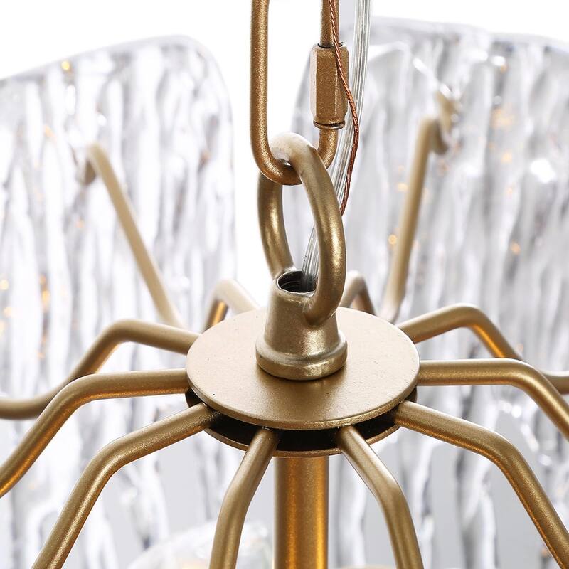 Alegate Modern Glam 3-Light Gold Drum Chandelier Glass Pendant for Dining Room