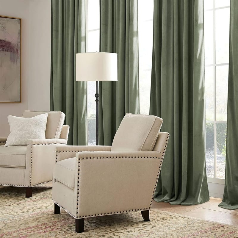 Sage Green Velvet Blackout 52x84" Thermal