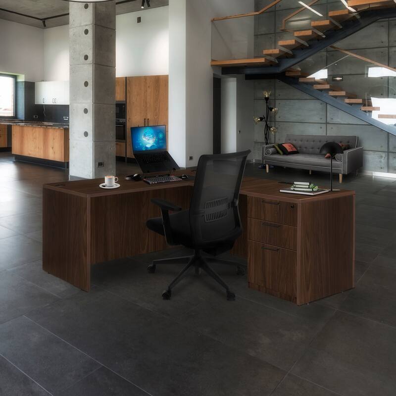 Legacy 66" Single Full Pedestal L-Desk with 47" Return