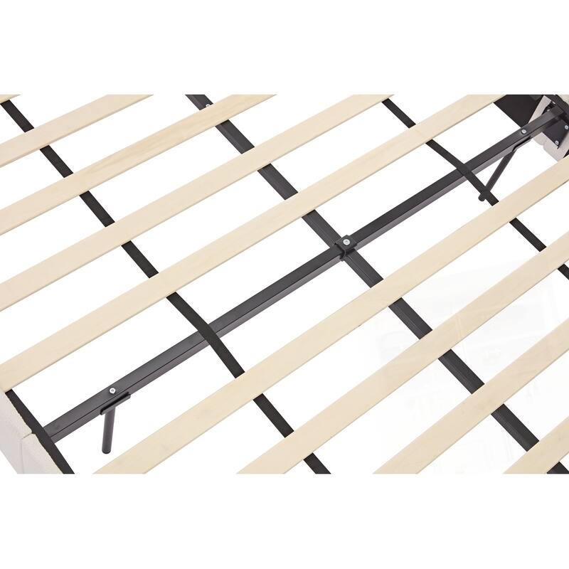 Upholstered Wingback Headboard Bed Platform Bed No Box Spring Needed