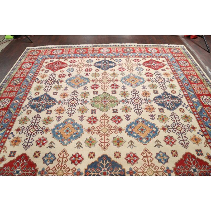 Vegetable Dye Geometric Kazak Oriental Area Rug Wool Hand-knotted - 10'1" x 15'4"