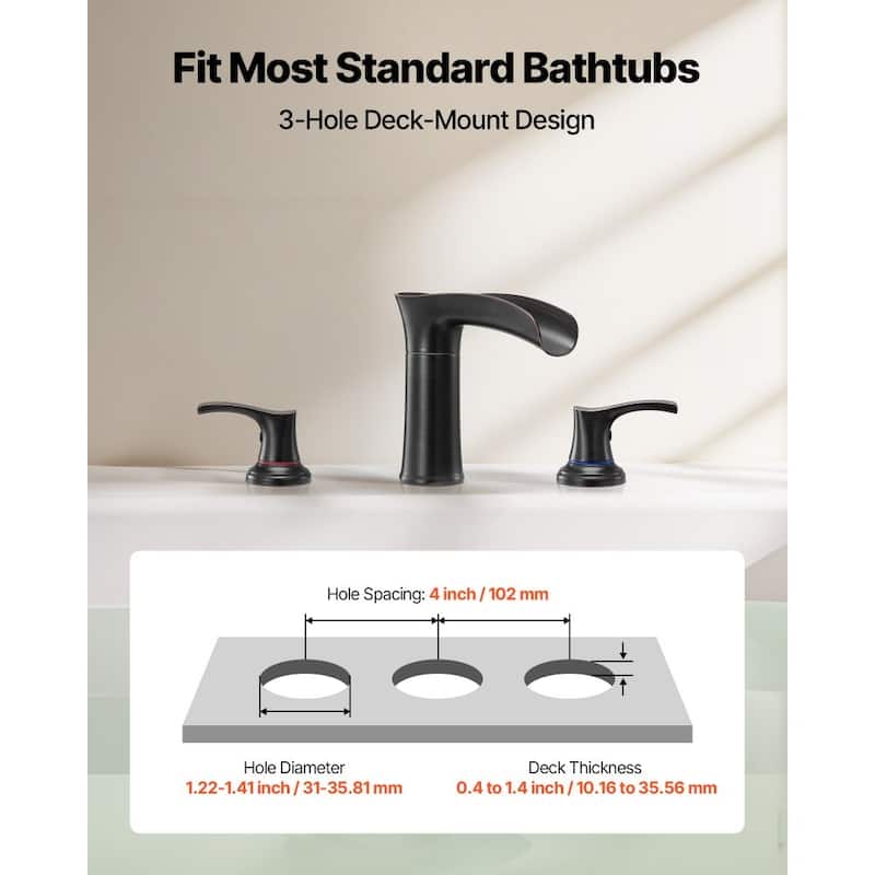 Oil-Rubbed Bronze Deck Mount Roman Tub Faucet with Dual-Handle and High-Flow 2.38 GPM - 6.30” x 2.24” x 8.86”