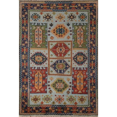 Geometric Heriz Serapi Oriental Accent Rug Handmade Blue Wool Carpet - 3'10"x 6'0"