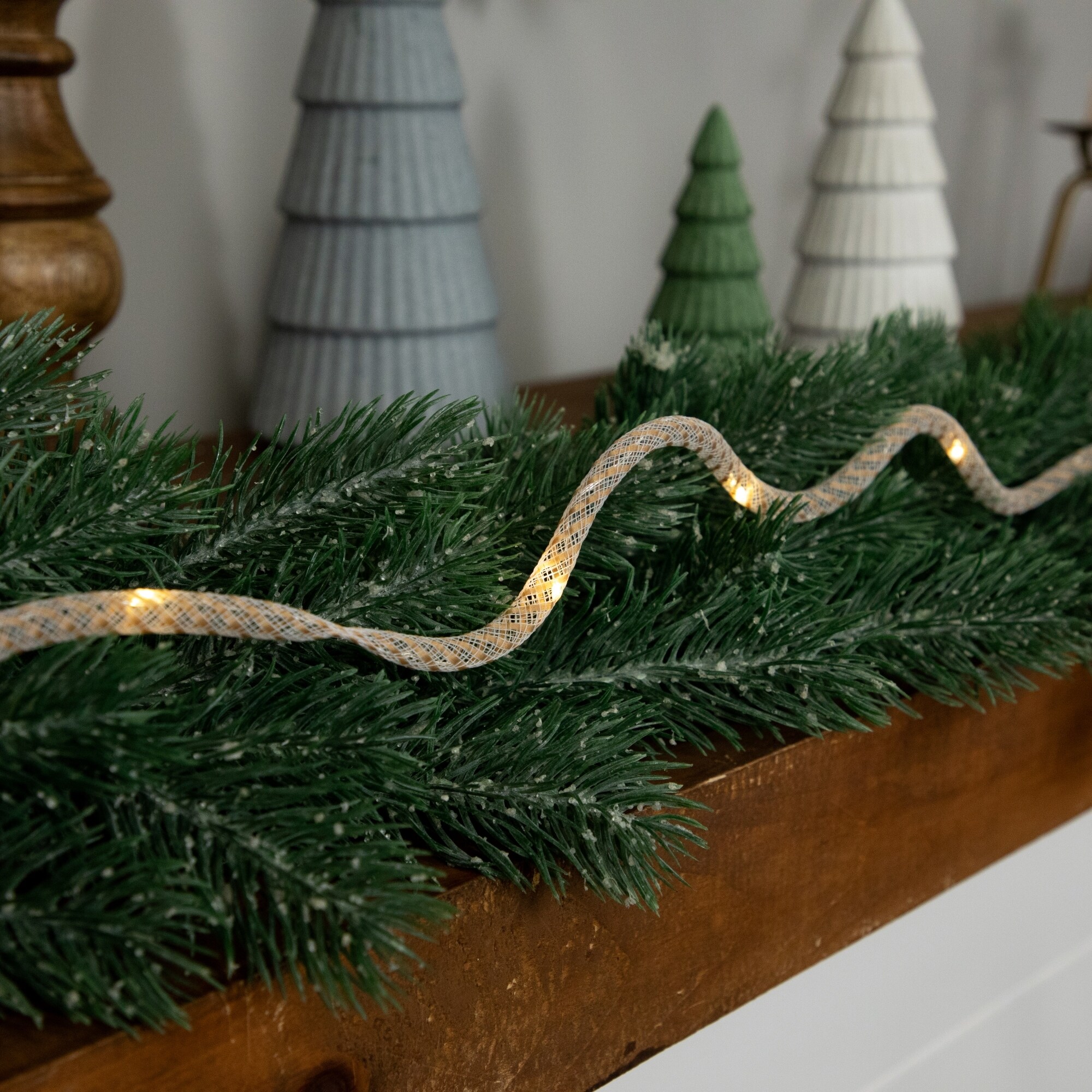 Pre Lit Battery Operated Rope Christmas Garland 6.75 Warm White Lights On Sale Bed Bath Beyond 42007150