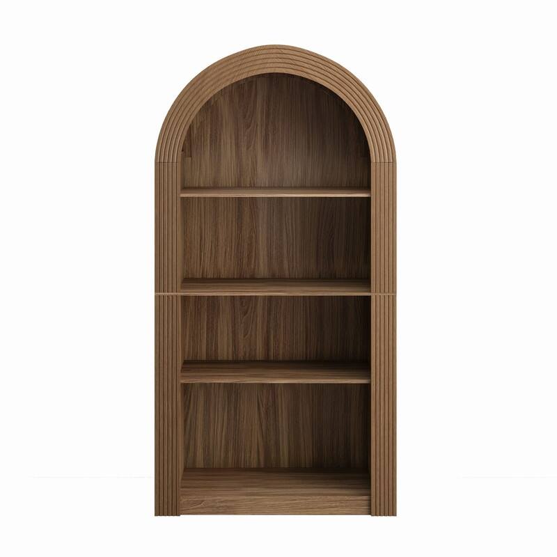 Mid Century Modern 78.74" Tall Arched Bookcase, 4-Tier Storage Shelf for Stylish Home Organization