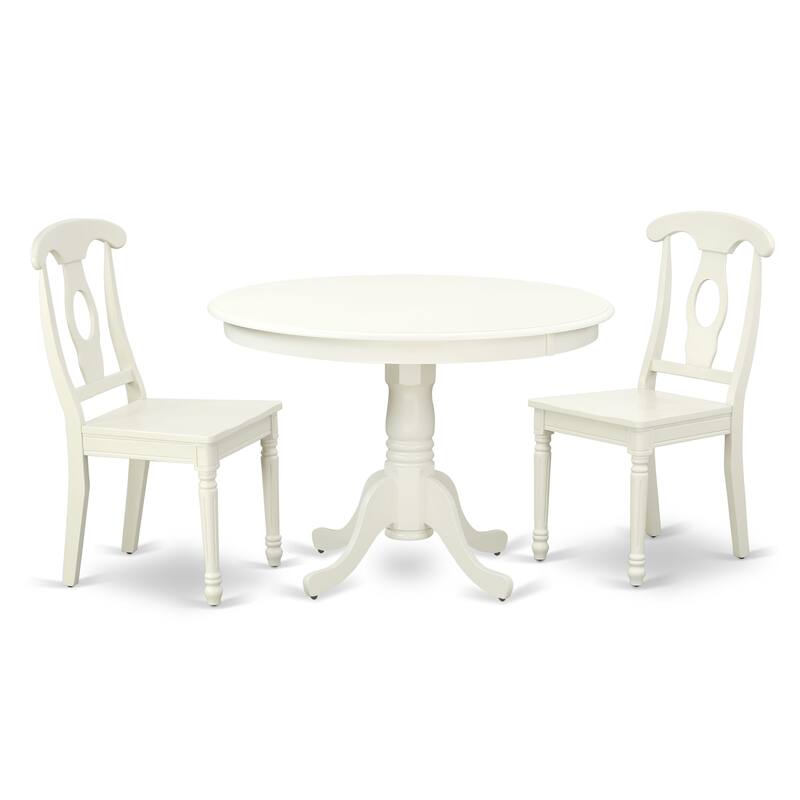 East West Furniture Dining Table Set- a Kitchen Table with Pedestal and Dining Chairs, Linen White(Pieces Options)