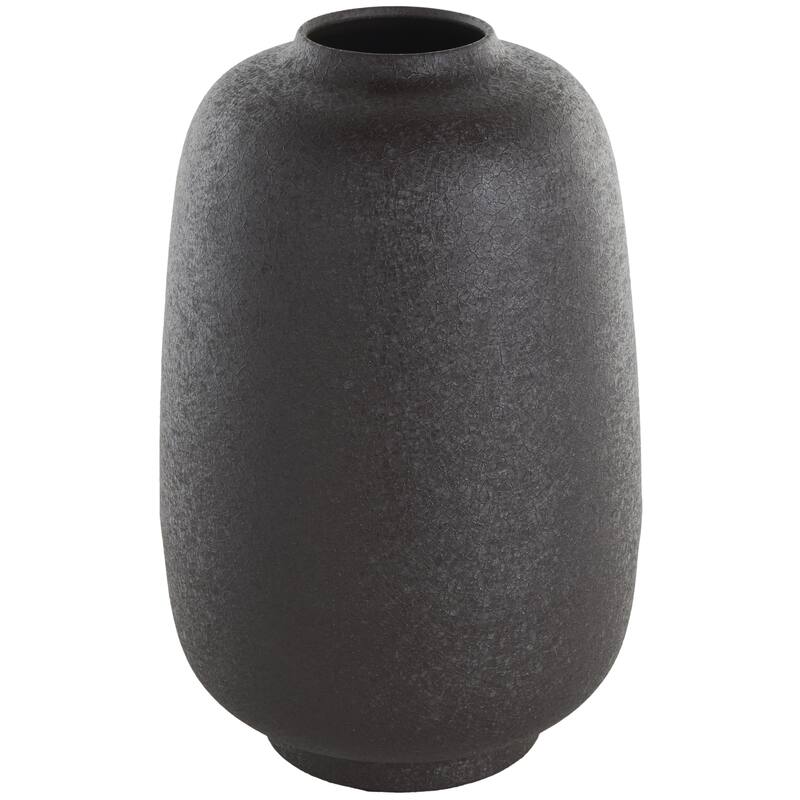 Metal Textured Rounded Decorative Vase - Black - Roche River Decor - Black