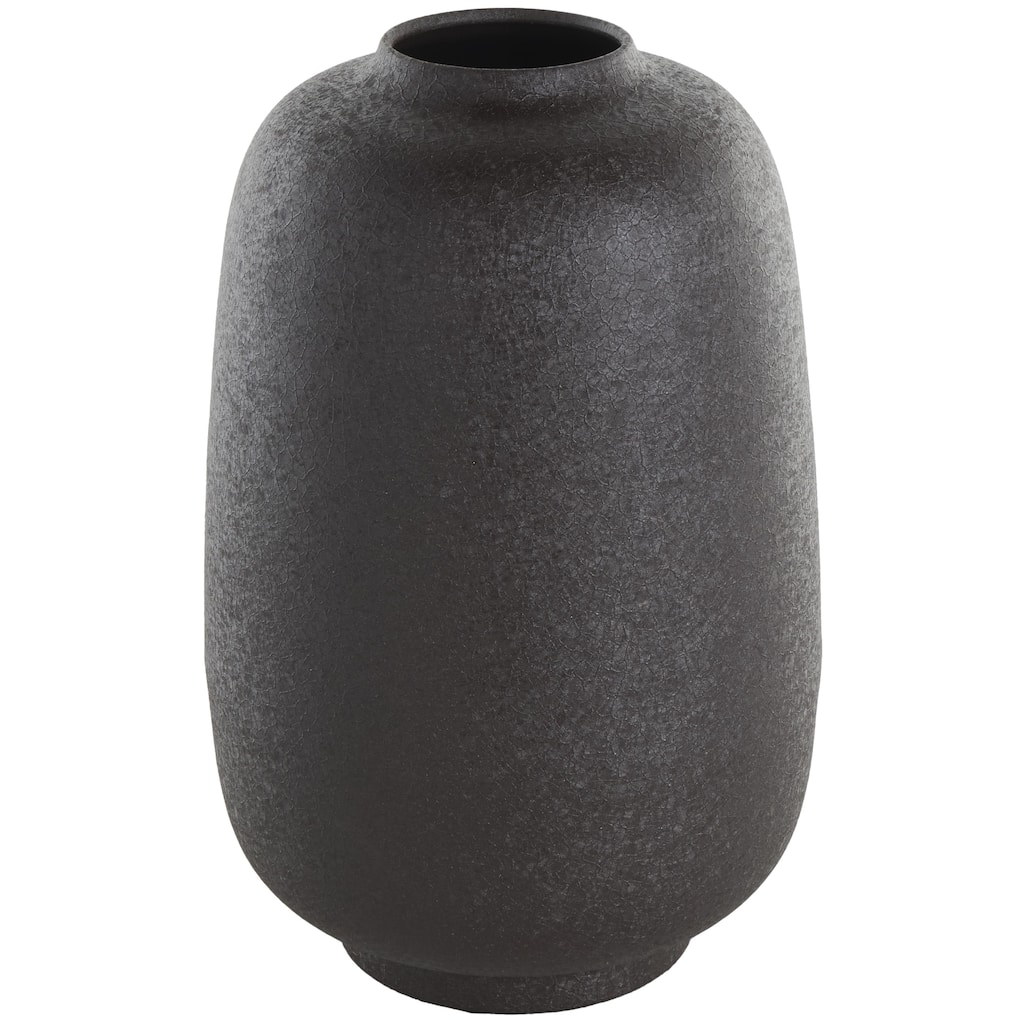 Metal Textured Rounded Decorative Vase - Black - Roche River Decor