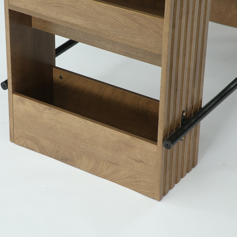 63 Inch Bar Table with Footrest, Bar Height Pub Table, Industrial High Top Kitchen & Dining Counter Tables with Storage Shelves