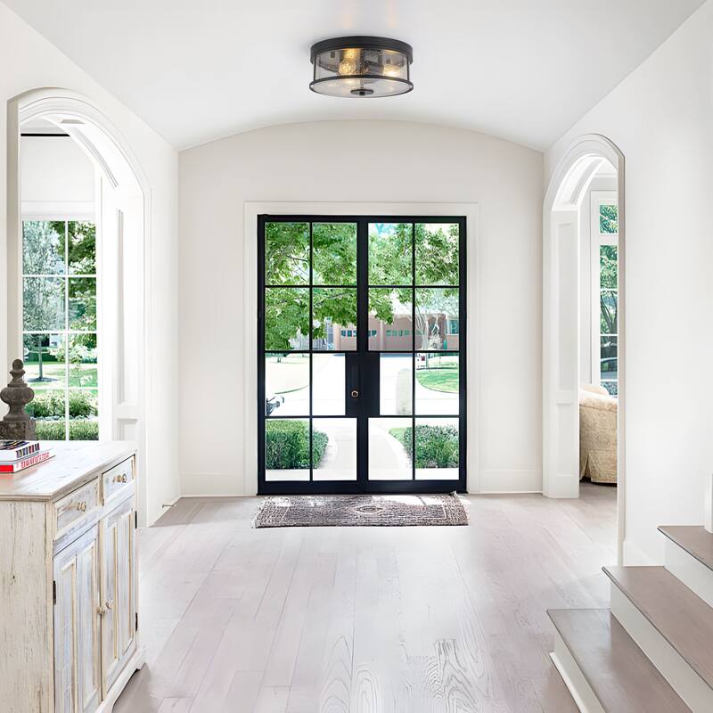 Starsky 3-Light Modern Clear Hammered Glass / Seeded Glass Flush Mount