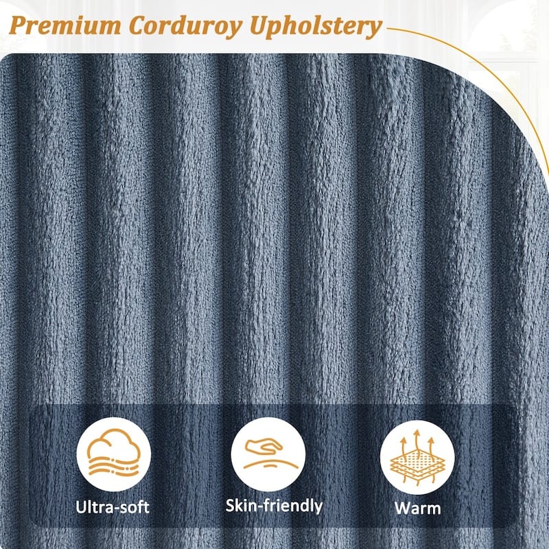 133" Modern 4-seater Corduroy Sofa Couch with USB Ports and Flip-top Cup Holders
