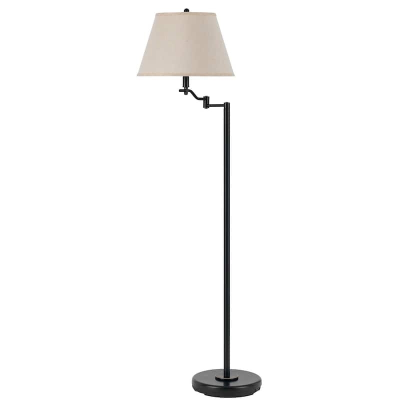 HomeRoots 60" Bronze Swing Arm Floor Lamp With Beige Empire Shade - 20