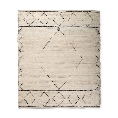 Calvert 8x10 Gray Cotton Hand Woven Diamond Patterned Rug - 120.0L x 96.0W x 0.4H