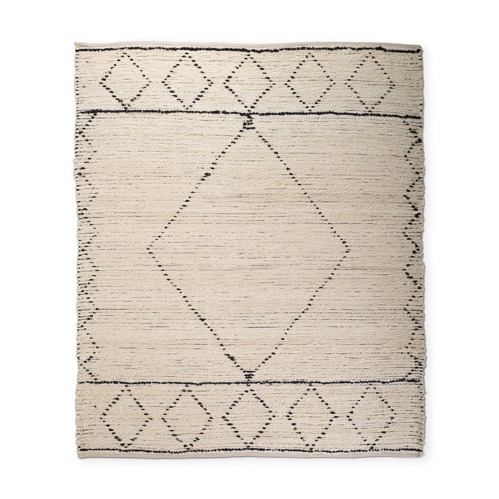 Calvert 8x10 Gray Cotton Hand Woven Diamond Patterned Rug - 120.0L x 96.0W x 0.4H