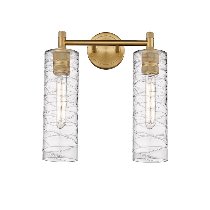 Innovations Lighting Crown Point - 2 Light 12" Wall-Mounted Bath Vanity Light - Deco Swirl/Brushed Brass
