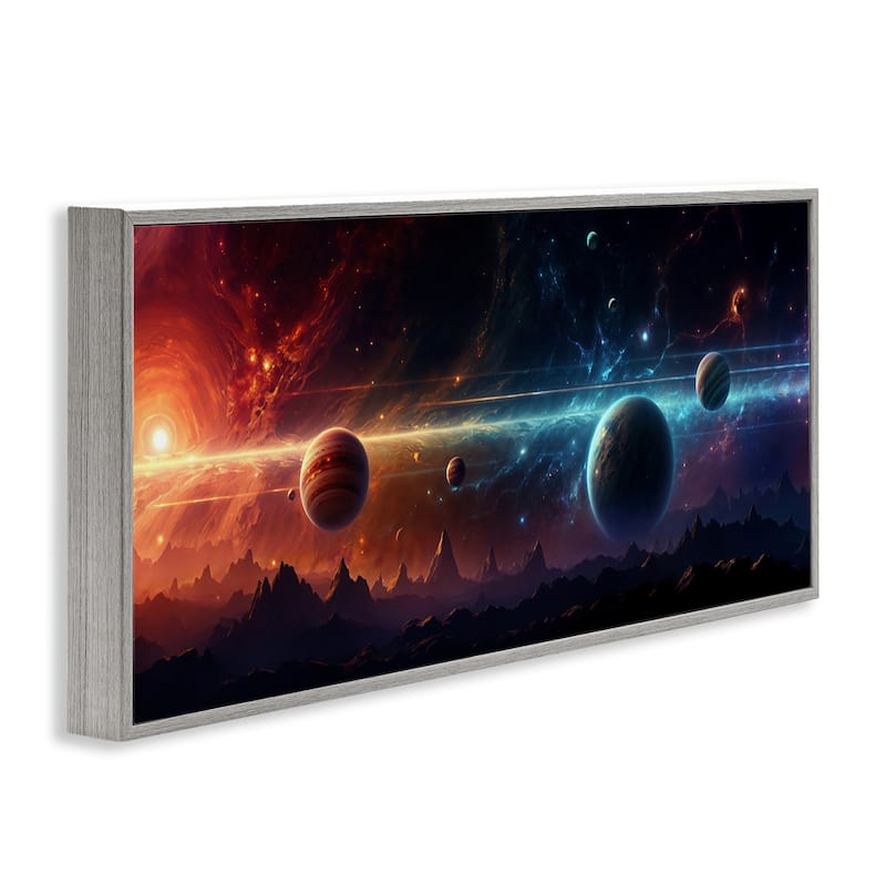 Stupell Surreal Planets over Crags Framed Giclee Art Design By Wumples