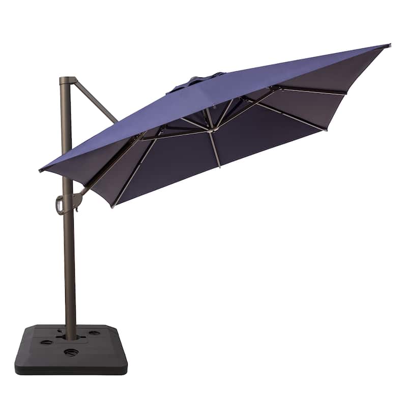 13 ft x 10 ft Outdoor Aluminum Patio Cantilever Offset Umbrella with Base