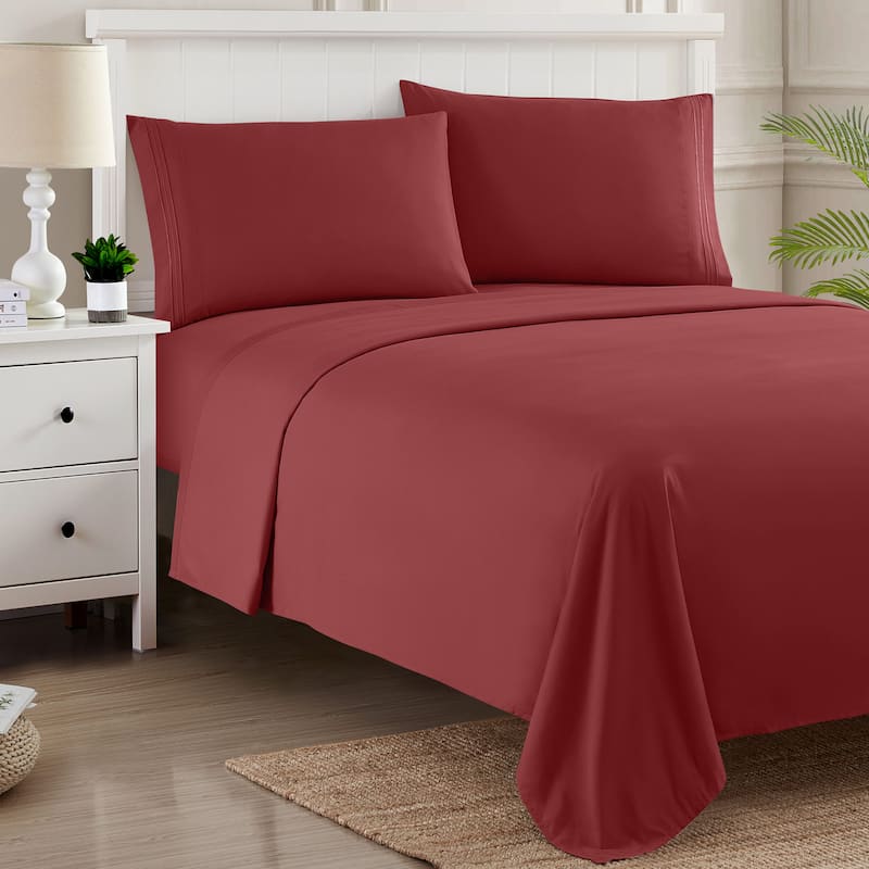 Sweet Home Collection Deep Pocket Soft Microfiber 4-Piece Solid Color Bed Sheet Set