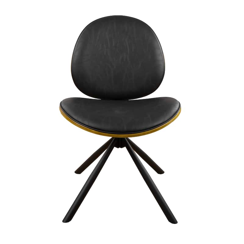 HomeRoots Black Upholstered Faux Leather And Metal Dining Side Chair - 21.06 in. x 32.87 in. x 23.62 in.