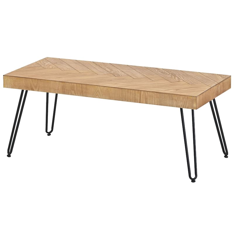 2.7"Thicken Coffee Table with w/Chevron Pattern and Metal Legs