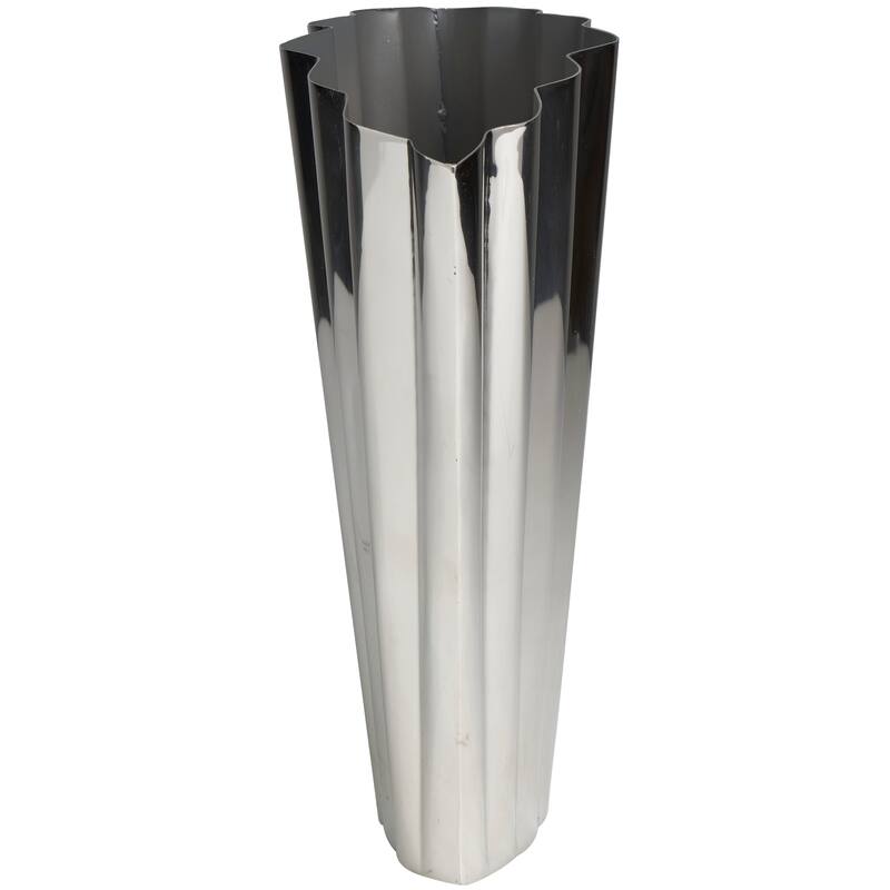 Silver Stainless Steel Metal Vase with Zig Zag Edging