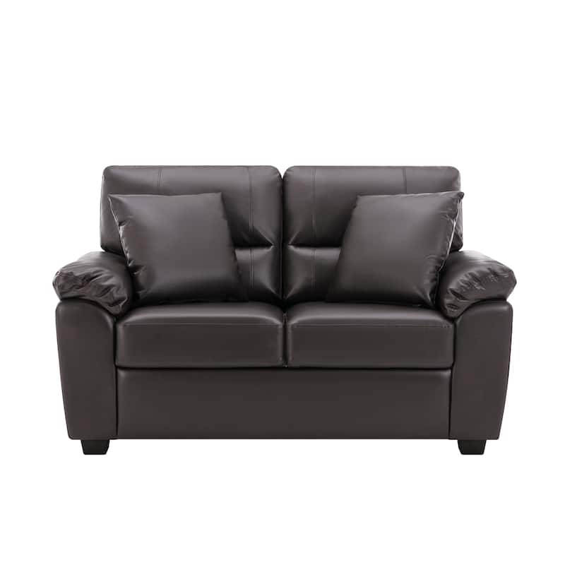 Morden Fort Upholstered Living Room Set, 2 Pieces, Faux Leather Loveseat and Sofa