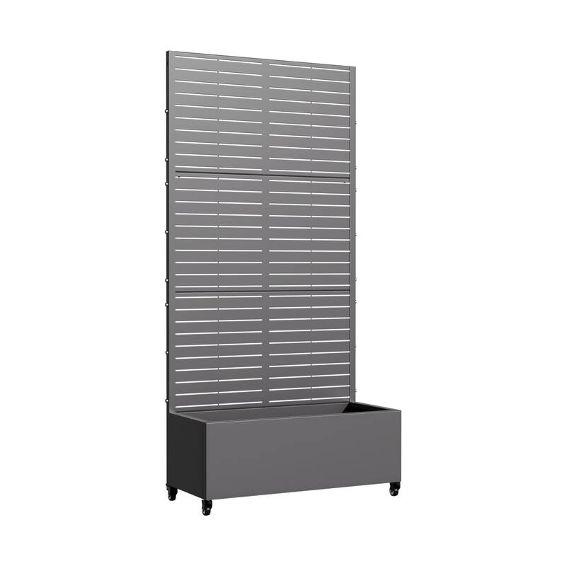 Metal Movable Planter Box with Trellis Privacy Screen Planter Box with Lockable Wheels - 72"x35"