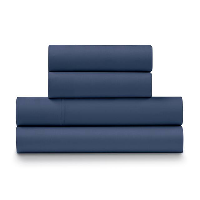 100% Cotton Sateen Luxurious 1200 Thread Count 4-Piece Sheet Set - Navy - California King