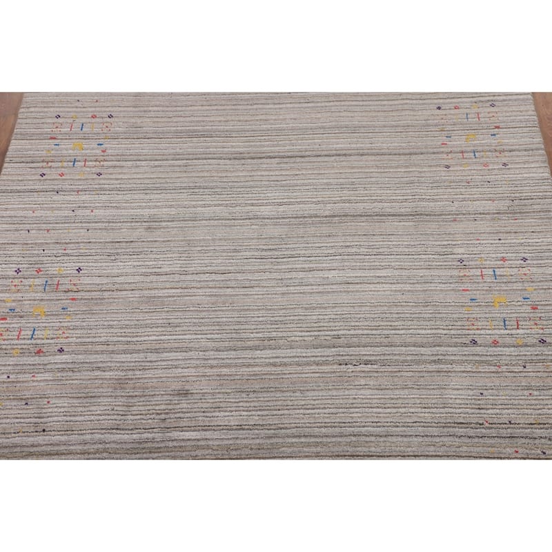 Striped Gabbeh Indian Area Rug Handmade Wool Carpet - 6'0"x 7'11"